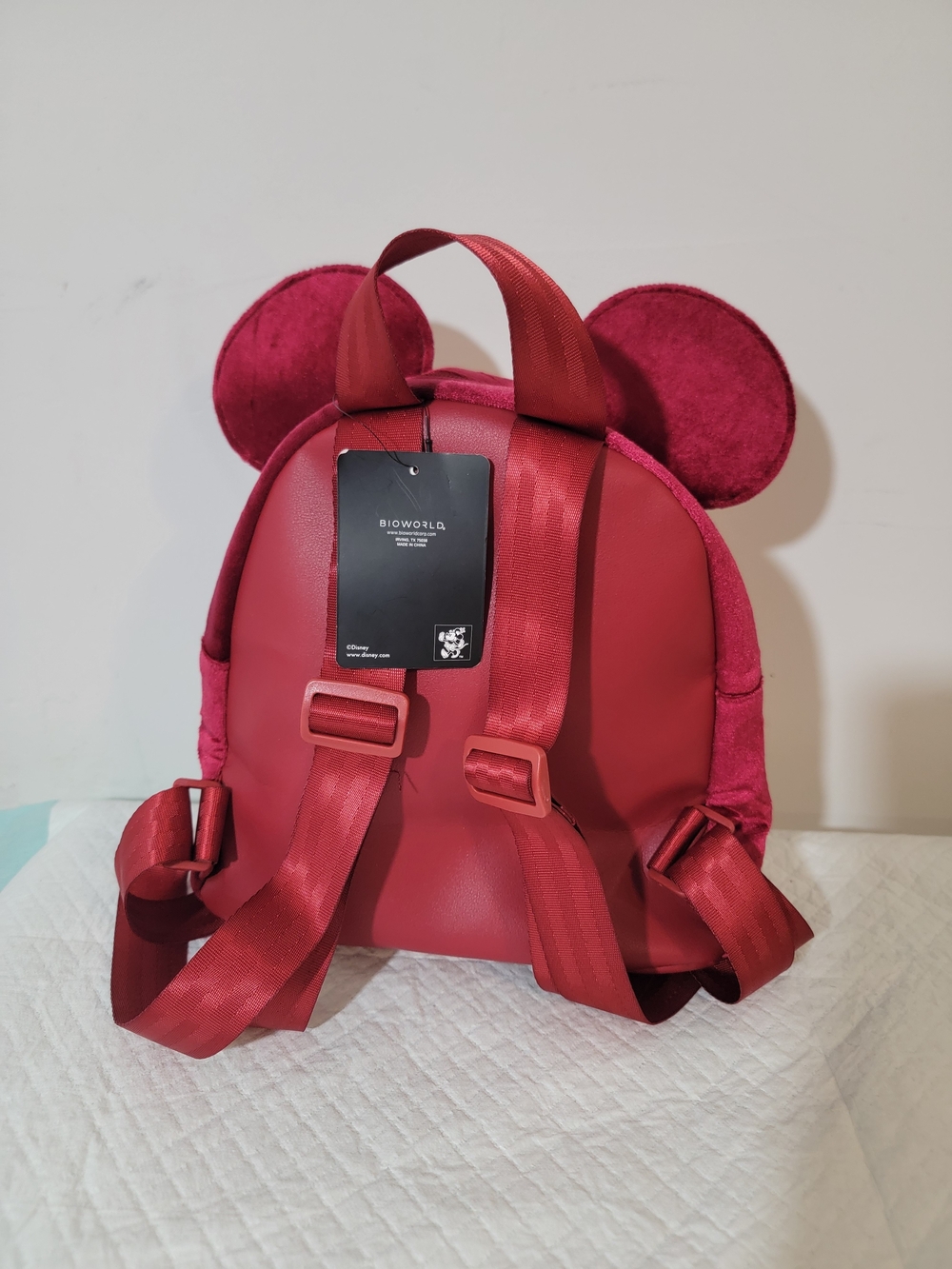 Glitter Bow Velvet  Backpack - Red - Picture 2 of 5